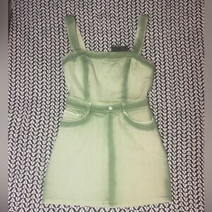 Le Lis Green Ombré Denim Overall Mini Dress Womens Sz S